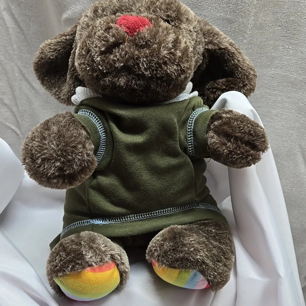 Doggy, Hooded Sweatshirt, Pup Crew, Front Pocket, Olive Green, Knit, Stretch
